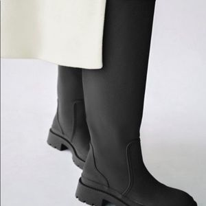 Zara knee high rubber boots (matilda djerf boots)